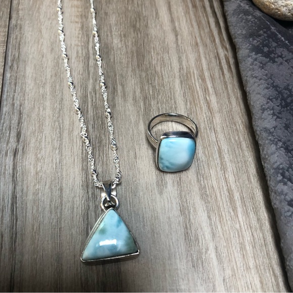 Larimar Sterling Silver Set - Picture 4 of 14